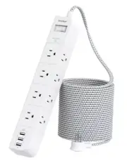 15 ft Extension Cord, Power Strip Surge Protector - 8 Widely AC 15 FT White