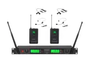 2x100 Channal UHF Wireless Lapel Headset Lavalier Microphone Mic System 22L
