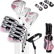 Costway Adults/Junior Complete Golf Club Set, Golf Club Practice Set Lightweight Stand Bag w/Rain Hood, Right Hand