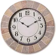 Vintage Wall Clock, Includes a Thermometer and Hygrometer and is Ideal for Indoor and Outdoor Use, Faux-Slate (14 Inches) - Vintage Wall Decor (A)