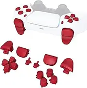eXtremeRate Replacement Buttons for PS5 Controller BDM-010 & BDM-020, DIY Premium Action Buttons Control Pad Trigger Bumpers Share/Options Button Kit Compatible with PS5 Controller Light Red