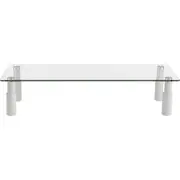 Ergovida ESS101 Rectangular Glass Desk Riser Stand Mount for PC/Monitor Clear