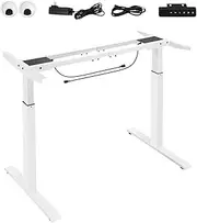 Stand Up Desk Frame Electric Sit and Standup Table Base Legs Heavy Duty Adjustable Rising Standing Under Frame Carbon Steel Dual Motor White