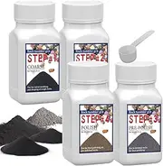 WKTURN Rock Tumbler Grit Set, Rock Tumbler Grit Polish Refill - 4 Basic Step Tumbling Media (Coarse / Medium Grit / Pre-Polished / Final Polish), Rock Tumbler Set 2.0 for Any Brand of Rock Polisher