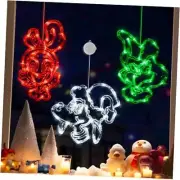 Christmas Decorations 3 Pack Red White Green Christmas Window Lights with