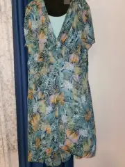 NWT Autograph 2 pc set Maxi Dress slip Size 24 or 26 green mystic Reduced