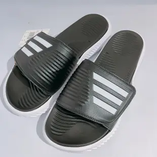 adidas ALPHABOUNCE SLIDE 男生 黑白色 魔鬼氈 海綿 軟底 舒適 拖鞋 GY9415