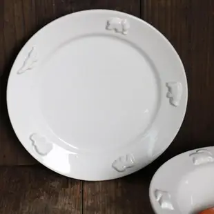 W1962出口美國陶瓷白色美式鄉村風動物浮雕深盤西餐湯盤/8寸盤