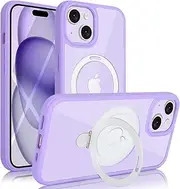 Cavor Magnetic for iPhone 14 Case iPhone 13 Case 6.1'' 360° Full Body Protective Cases Compatible with MagSafe PC Bumper with Built-in Screen Protector Shockproof Phone Cover-Ring Kickstand Purple