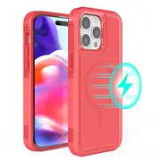ZUSLAB for Apple iPhone 15 Pro Max MagSafe Case Rugged Defender Protective Heavy Duty Shockproof Dustproof Cover (2023) - Red