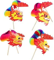 TOYANDONA 4 Sets Dragon Paper Puppets Handmade Craft Materials for Year Celebrations Creative Supplies for Unforgettable Festive Fun