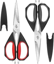 LIVINGO Kitchen Scissors, 2 Pack 9.25" Utility All Purpose Poultry Shears Heavy Duty Dishwasher Safe, Come Apart Sharp Stainless Steel Cooking Food Scissors for Cutting Meat, Chicken, Vegetable, Fish