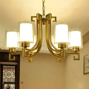 新中式吊燈仿古客廳茶樓酒店工程燈具古典玻璃燈罩藝術別墅吊燈