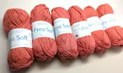 6 Matched Skeins Berroco Pima Soft 100% Pima Cotton DK 50g/125yd 4633 Coral DS