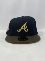 New Era Navy/Walnut Atlanta Braves Fitted Hat 1999 World Series Size 7 1/2