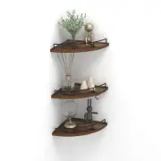 Corner Shelf Wall Mounted Set of 3, Floating Wall Shelves Rustic Wooden Stora...