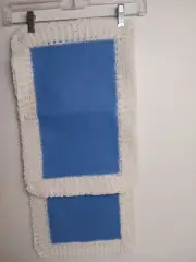 SET Blue Linen/White Lace Table Runner 26 x 12 8 Matching Napkins 18 x 12 NEW