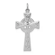 Sterling Silver Rhodium-Plated Celtic Cross Pendant