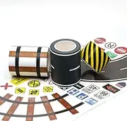 Toy Series Road Washi Tape and Railway Washi Tape Set + 160 Road Sign Stickers Includes Corners