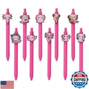 LWDDLDHY 10 Pcs Cute Pink Axolotl Theme Ballpoint Pens, Funny Retractable 0.5