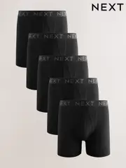 Black 5 Pack Sports Longer Length A-Front Boxers (AG4675) | $49