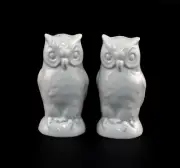 9942861 Porcelain Salt Pepper Shaker Owl White Wagner & Apel H8cm