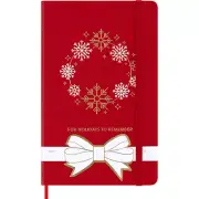 Moleskine Festive Holiday Notebook, Hard Cover, Ruled, Large (5" x 8.25") RED