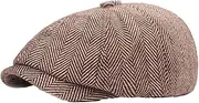 [Tadill] Beret Hat Boy Hat Flat Cap for Men Herringbone Casual Fall Fashionable Winter Newsboy Cap Flap Cabbie Hat for Fishing, Khaki