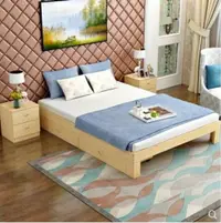 在飛比找樂天市場購物網優惠-簡約床 現代簡約實木松木單人床雙人床架1.5米榻榻米1.8無