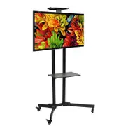 OZNALA 32 To 65" Black LED Plasma Lcd TV Stand Mount Bracket Mobile Trolley With Wheels
