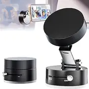 Vacuum Magnetic Suction Phone Holder, Double-Sided Vacuum and Magnetic Adsorption Adjustable Phone Mount, Foldable Magnetic Car Phone Holder Stand (Black)