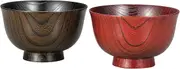 Nakatani Brothers Shokai Yamanaka Lacquerware Married and Wife Soup Bowl, Keyaki, Red Wiping Lacquer, Black Wipe Lacquer 36-1022