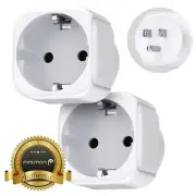 Fosmon 2x European EU To US Plug Adapter, Europe Type C/E/F Plug Converter
