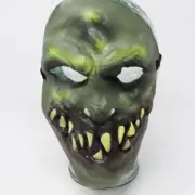 Green Monster Costume Mask Halloween Scary Green Gorey Skeleton Gross Fangs Rot