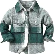 [KEOYA] Little Kids Toddler Baby Boy Button Down Cardigan Long Sleeve Plaid Flannel Shacket Coat Tops Outwear Spring Fall Clothes