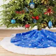 Blue Christmas Tree Skirt Fluffy, 36 inch Furry Fur Small Tree Skirt Rug with...