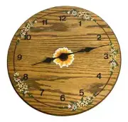 Hand Crafted Wooden Wall Clock Hand Painted 16" Inch Silent Non Ticking