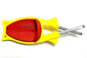 Patent-Pull Threw Sharpener? Relines and hones blades back to original edges.
