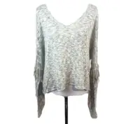WILDFOX M Medium Light Knit Boho Tassel Fringe V Neck Long Sleeve Top Shirt