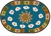 Kindergarten Digital Oval 123 ABC Sunny Day Learn/Play Letter Carpet, Game Teaching Mat Indoor Early Education Doormat Center/Classroom Reading Area(140x200 cm)