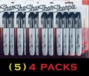 5x Sharpie Broad Larges Quick Dry CHISEL POINT Permanent Markers Black (5) 4 PKS