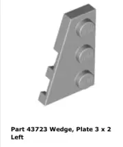 Lego 1x 43723 Light Bluish Gray Wedge, Plate 3 x 2 Left 8039