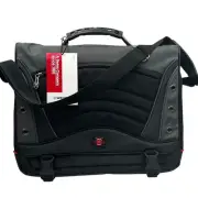 Wenger Saturn Nylon Messenger Bag Black Gray Fits Laptop 17" Padded Sz 17x14x6"