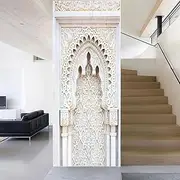 Door Stickers White 3D Self-Adhesive Door Sticker Wall Stickers Mural for Home(77x200cm)