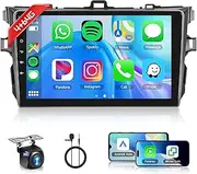 4+64G Android Car Radio Car Stereo for Toyota Corolla 2009-2013 with Wireless Carplay Android Auto, 9'' Head Unit Touch Screen Mirror Link WiFi GPS Navigation Bluetooth FM RDS EQ Backup Camera SWC