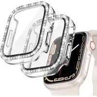 在飛比找蝦皮商城優惠-鑽石錶殼屏幕保護膜鋼化玻璃膜兼容 Apple Watch 8
