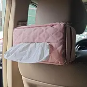 Car Tissue Holder for 120 Standard Tissue,Leather PU Tissues Box Cover for Car Backseat,Extra Large Rectangle Napkin Holder Soft Rectangular,Fits for Kleenex tissues,for Storage& Organization (Pink)