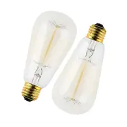 Pear Shape E27 Edison Filament Globes - Pack of 2