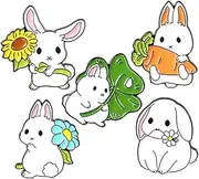 [SOESFOUFU] 5pcs Cute Bunny Design Brooch Enamel Decorative Pins for Clothing Bags Accessories Present for Birthdays Weddings Valentine Day More
