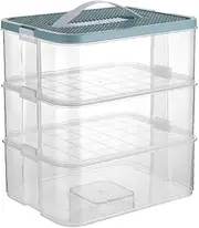3-Tier Stackable Toys Storage Box, Toy Organizer Bins, Storage Containers for Building Blocks Parts, Puzzles, Small Items, Crafts, Jewelry, Hardware (Blue)